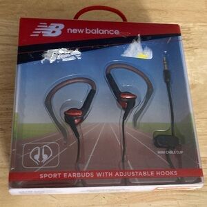 New Balance Sport earbuds with adjustable hooks. New in box.Great for exercise